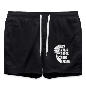 LES VRAIS PAPAS SONT BARBUS - Short de bain - noir - Devant - AI Model Male 185 light (185cm)
