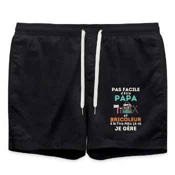 Pas facile d etre papa et bricoleur 2 - Short de bain - noir - Devant - AI Model Male 185 light (185cm)