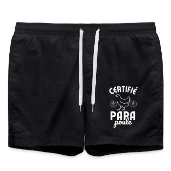 certifié papa poule Fete des pères 4 - Short de bain - noir - Devant - AI Model Male 185 light (185cm)