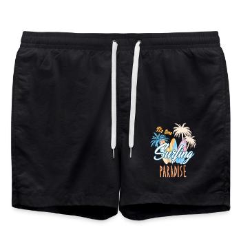 Surfing Surf Surfer - Swim Trunks - black - Front - AI Model Male 185 light (185cm)
