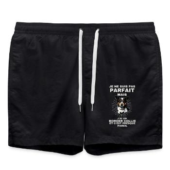 Pas parfait mais propriétaire d un border collie - Short de bain - noir - Devant - AI Model Male 185 light (185cm)