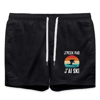 Ski rétro - Short de bain - noir - Devant - AI Model Male 185 light (185cm)