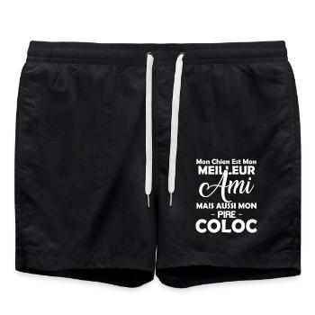mon chien est mon meilleur ami pire colocataire - Short de bain - noir - Devant - AI Model Male 185 light (185cm)
