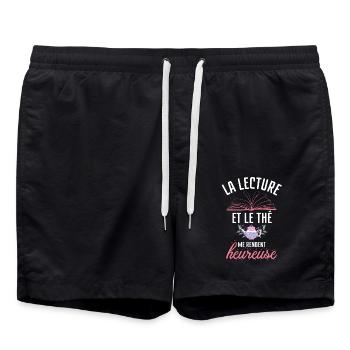 LA LECTURE et le thé me rendent heureuse 2 - Short de bain - noir - Devant - AI Model Male 185 light (185cm)