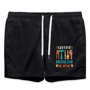 certification de bricoleur de génie - Short de bain - noir - Devant - AI Model Male 185 light (185cm)