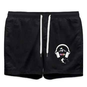 Faire du ski et écouter de la musique - Short de bain - noir - Devant - AI Model Male 185 light (185cm)