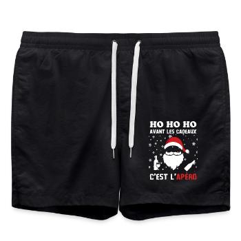 Père Noel avant les cadeaux c est l apéro 2 - Short de bain - noir - Devant - AI Model Male 185 light (185cm)