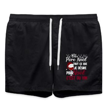 Cher père Noël je désire du vin rouge - Short de bain - noir - Devant - AI Model Male 185 light (185cm)