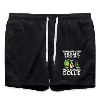 pas besoin de thérapie je veux mon border collie - Short de bain - noir - Devant - AI Model Male 185 light (185cm)