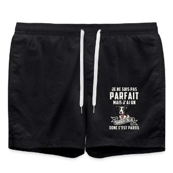 Pas parfait mais j ai un border cllie chien mignon - Short de bain - noir - Devant - AI Model Male 185 light (185cm)