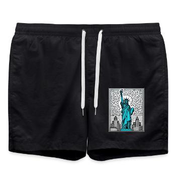 Statue de la LibertéNew York - Short de bain - noir - Devant - AI Model Male 185 light (185cm)