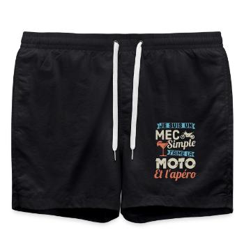 Mec simple j aime la moto et l apéro - Short de bain - noir - Devant - AI Model Male 185 light (185cm)