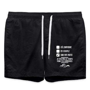 Humour moto motard 5 - Short de bain - noir - Devant - AI Model Male 185 light (185cm)