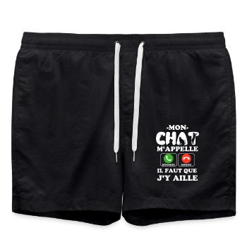 Mon Chat m appelle il faut que j y aille 2 - Short de bain - noir - Devant - AI Model Male 185 light (185cm)