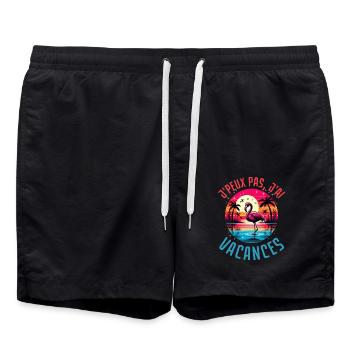 Flamant rose vacances d été - Short de bain - noir - Devant - AI Model Male 185 light (185cm)