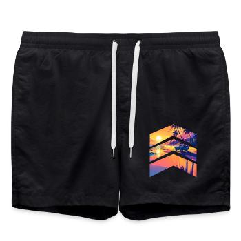Été plages palmier surf - Short de bain - noir - Devant - AI Model Male 185 light (185cm)