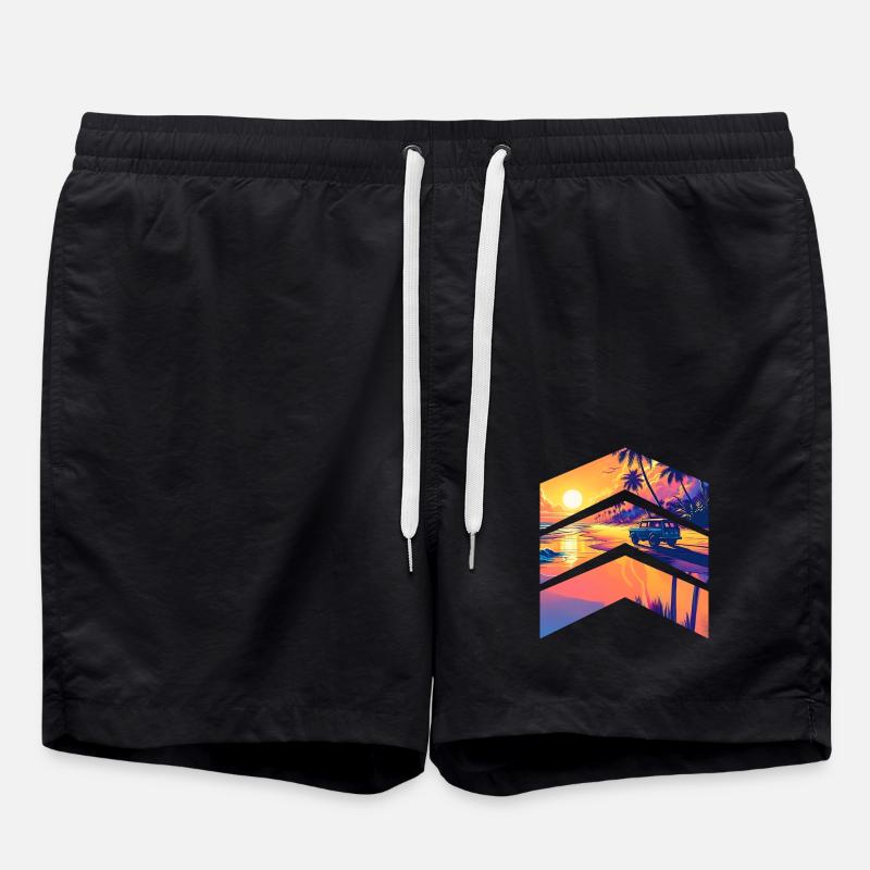 Été plages palmier surf - Short de bain - noir