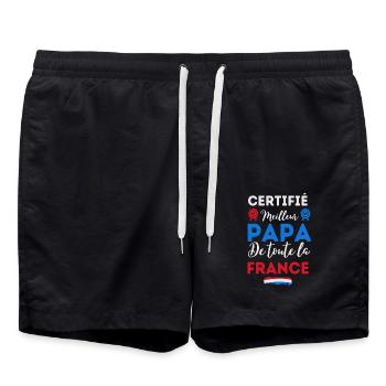 Certifié meilleur Papa de toute la France - Short de bain - noir - Devant - AI Model Male 185 light (185cm)