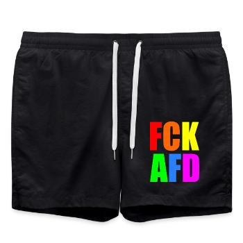 Fck afd - Badeshorts - Schwarz - Vorne - AI Model Male 185 light (185cm)