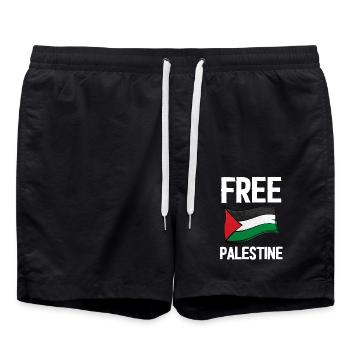 Free Palestine - Short de bain - noir - Devant - AI Model Male 185 light (185cm)