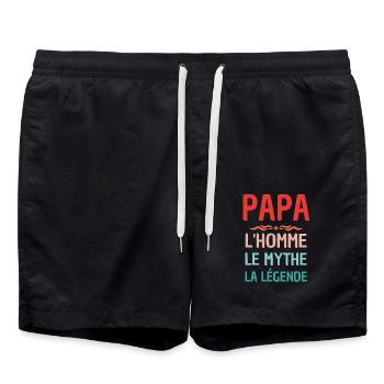 Papa homme mythe légende 1 - Short de bain - noir - Devant - AI Model Male 185 light (185cm)