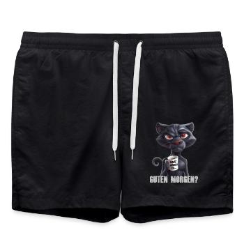 Guten Morgen dünnes Eis schwarze Katze - Badeshorts - Schwarz - Vorne - AI Model Male 185 light (185cm)