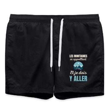 Montagnes randonnée - Short de bain - noir - Devant - AI Model Male 185 light (185cm)