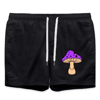 Bande dessinée champignon - Short de bain - noir - Devant - AI Model Male 185 light (185cm)