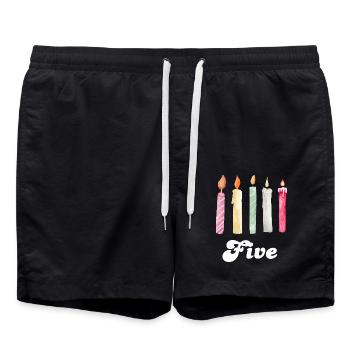 5e anniversaire bougie - Short de bain - noir - Devant - AI Model Male 185 light (185cm)