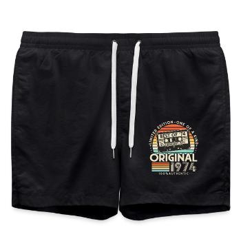 Original 1974 Vintage Retro Birthday Gift - Swim Trunks - black - Front - AI Model Male 185 light (185cm)