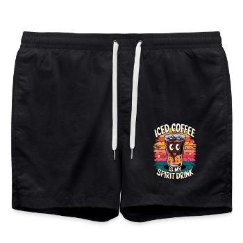 Iced Coffee Is My Spirit Drink - Swim Trunks - black - Front - AI Model Male 185 light (185cm)