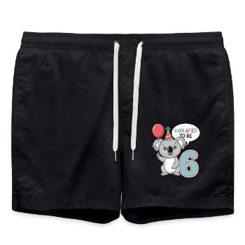 Koalafied To Be 6 - 6. Geburtstag Koala - Badeshorts - Schwarz - Vorne - AI Model Male 185 light (185cm)