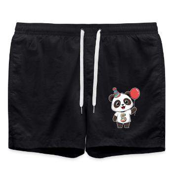 Süßer Panda mit Luftballon und Partyhut für den 5. - Badeshorts - Schwarz - Vorne - AI Model Male 185 light (185cm)