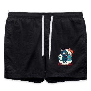 Halloween Spooky Cat's out of the Bag - Swim Trunks - black - Front - AI Model Male 185 light (185cm)