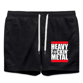 Heavy F#ckin' Metal Hard Rock Musique Texte Citation amusante - Short de bain - noir - Devant - AI Model Male 185 light (185cm)