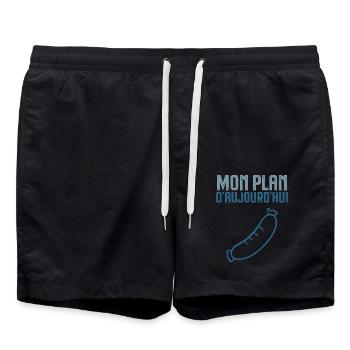 Mon plan d aujourd hui saucisson - Short de bain - noir - Devant - AI Model Male 185 light (185cm)