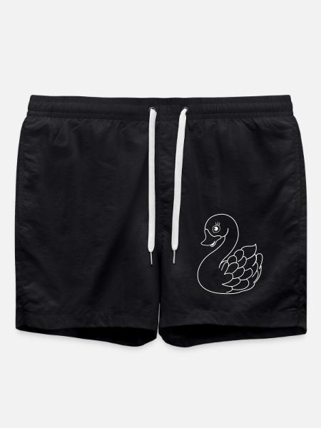schwan - Badeshorts - Schwarz