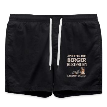 Chien de race berger australien - Short de bain - noir - Devant - AI Model Male 185 light (185cm)