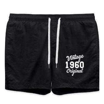 Vintage Original aus den 1960er Jahren - Badeshorts - Schwarz - Vorne - AI Model Male 185 light (185cm)