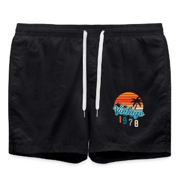 Vintage 1978 rétro sunset - Short de bain - noir - Devant - AI Model Male 185 light (185cm)