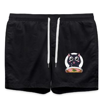 Cat Ramen Noodle Japanese Anime Manga Ramen Kawaii - Badeshorts - Schwarz - Vorne - AI Model Male 185 light (185cm)