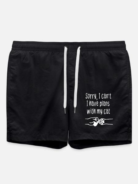 Sorry I can t I have plans with my cat - Swim Trunks - black