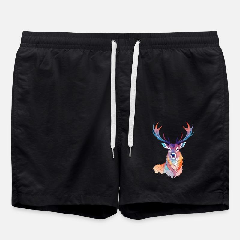 cerf art vectoriel avec illustration aux couleurs vives - Short de bain - noir