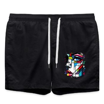 Frauen Girl Power Design Kunst Weiblicher Feminismus Symbol - Badeshorts - Schwarz - Vorne - AI Model Male 185 light (185cm)