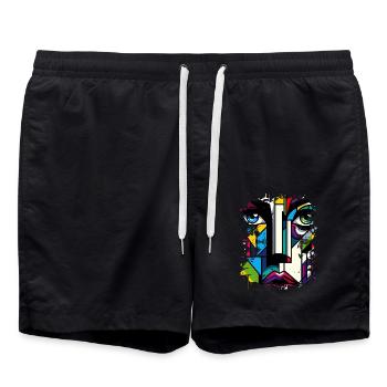 Frauen Girl Power Design Kunst Weiblicher Feminismus Symbol - Badeshorts - Schwarz - Vorne - AI Model Male 185 light (185cm)