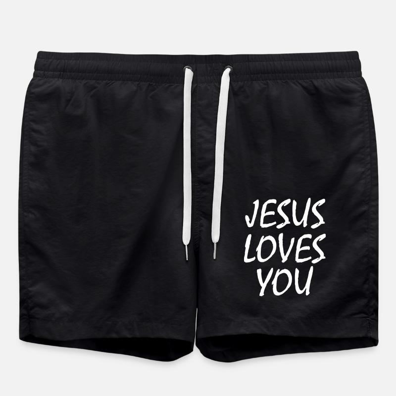 Jesus loves you - Swim Trunks - black