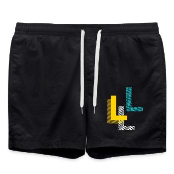Buchstabe L - Badeshorts - Schwarz - Vorne - AI Model Male 185 light (185cm)