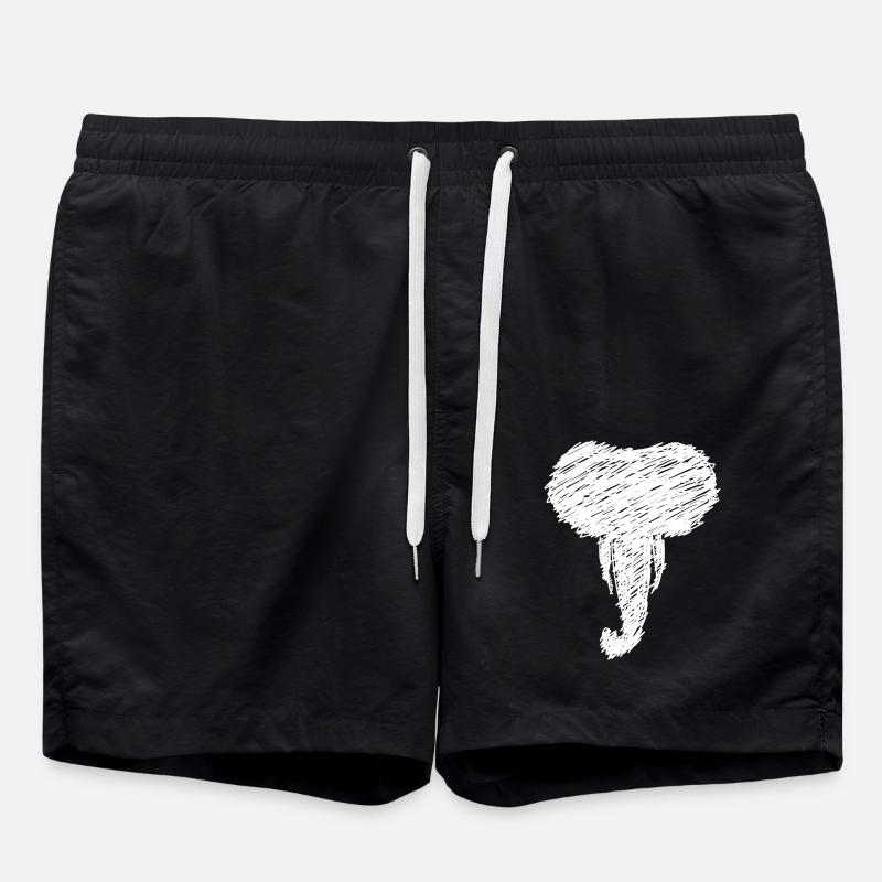 Elephant Drawing Art Gift - Swim Trunks - black