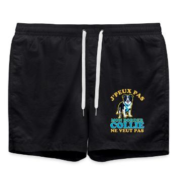Mon Border collie veut pas - Short de bain - noir - Devant - AI Model Male 185 light (185cm)