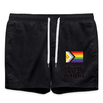 ESPACE SÛR LGBTQ vous êtes en sécurité avec moi - Short de bain - noir - Devant - AI Model Male 185 light (185cm)
